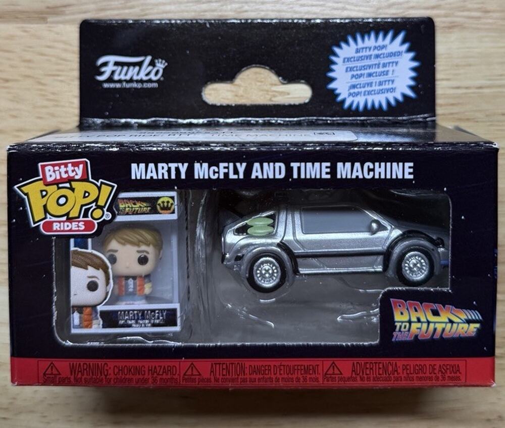 Funko Bitty Pop Rides Back to the Future Marty McFly Time Machine DeLorean NIB